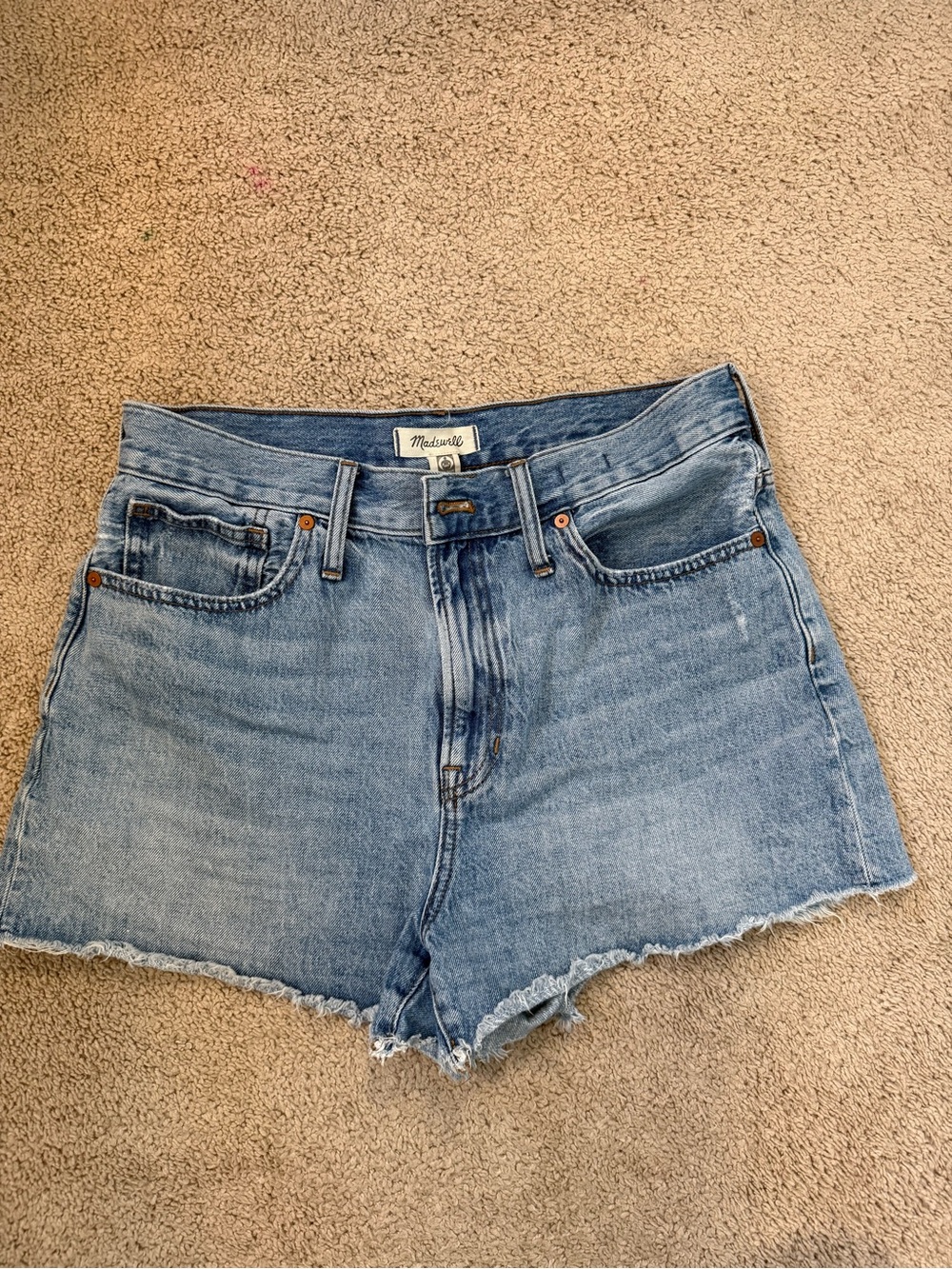 Madewell Light Blue High-Rise Cutoff Denim Shorts